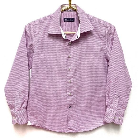 Robert Graham Boys Small 8 Button Down Dress Shirt Light Purple Gingham Check‎ - Picture 2 of 13